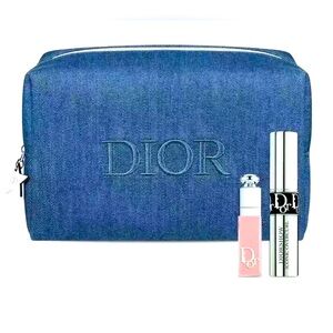 New in box - Dior 3 piece makeup set - denim pouch, maximizer, mascara